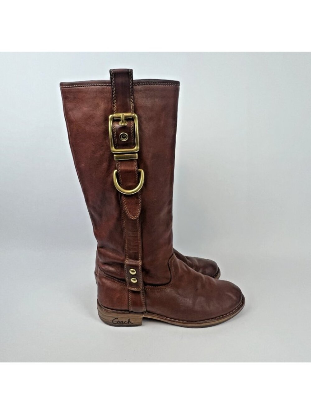 Coach Weslyn Tall Riding Boots – Whiskey Brown Leather | Women’s Size 6 - Picture 7 of 10
